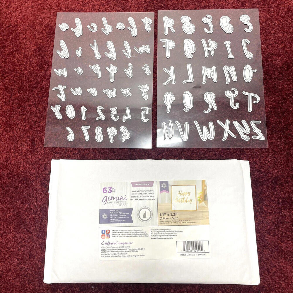 Crafters Companion Gemini Foilpress Alphabet Letters Numbers Stamp Dies 63 Piece